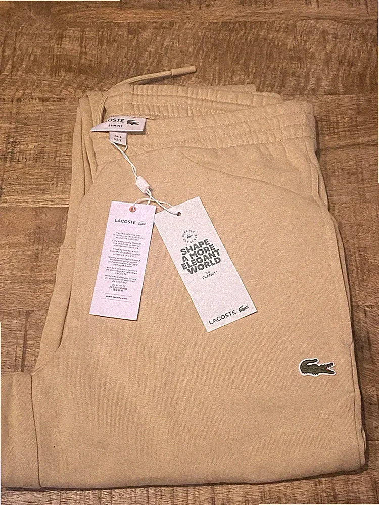 Lacoste Jogginghose Herren - Slim Fit, Bio-Baumwolle - Größe S 36 - Farbe Cremebeige