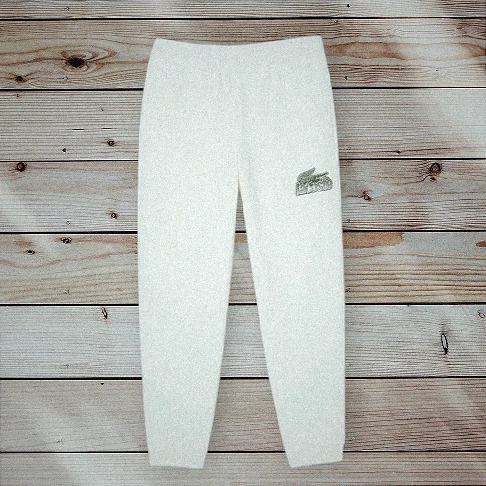 Lacoste Signature Print Logo geschlossener Saum Fleece Jogginghose Hose 3XL weiß £120