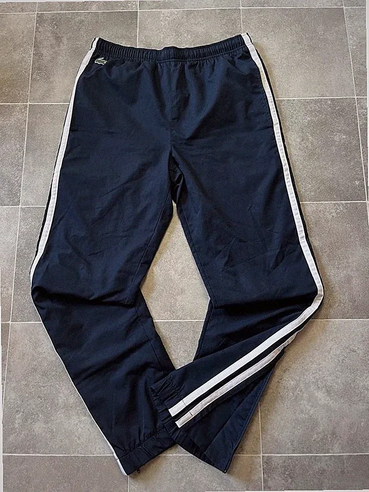 Lacoste Trackpants vintage Baggy Jogger Herren Retro dunkelblau/weiß Größe S