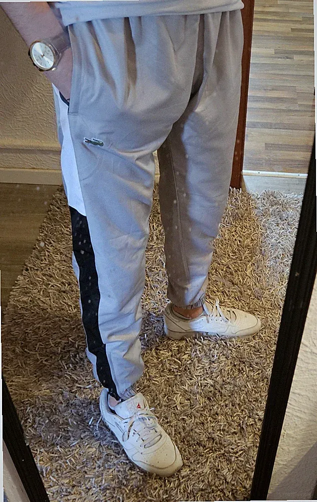 Lacoste Trainingshose / Jogginghose Grau-Weiß-Schwarz | Gr. S