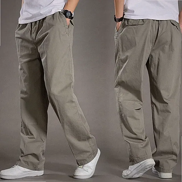 Lässige Herrenhose, lange Cargohose, weit geschnitten, leicht