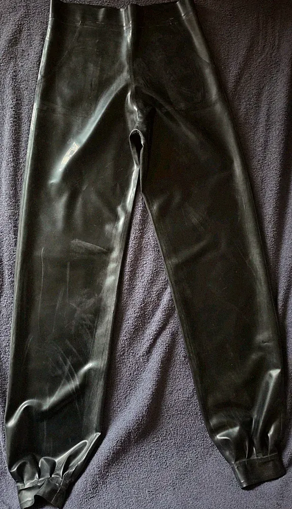 Latex Hose, Rubber Leggings, Latex Jogginghose, mit Taschen vorne