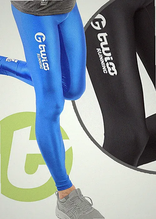 Lauftights Leggings Herren Nylon Lycra glänzend Männer TWIOO Running Tights