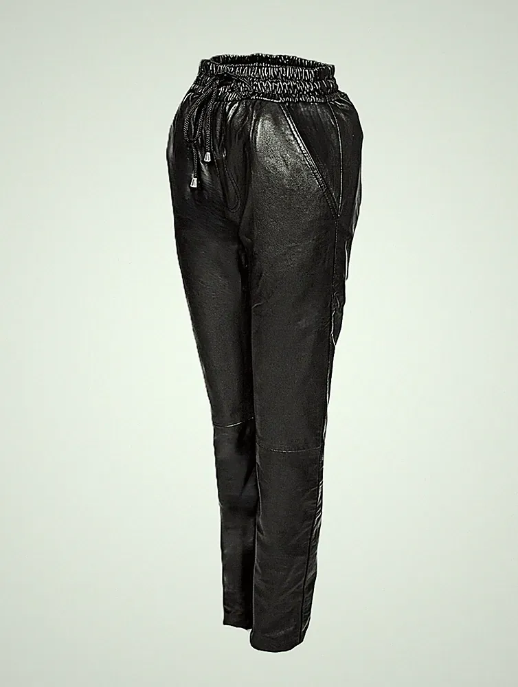 Lederhose als Jogginghose ECHT-LEDER in schwarz