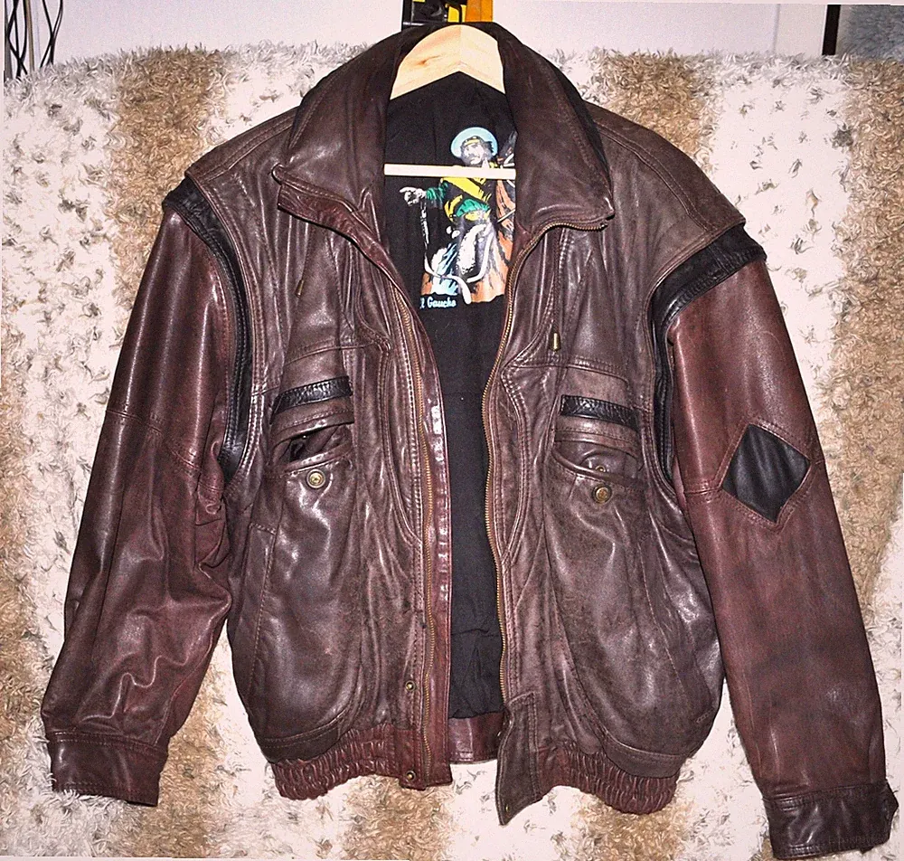 Lederjacke Die Ärmel sind abnehmbar Braun / Schwarz von EL Gaucho, Herren, Gr.48