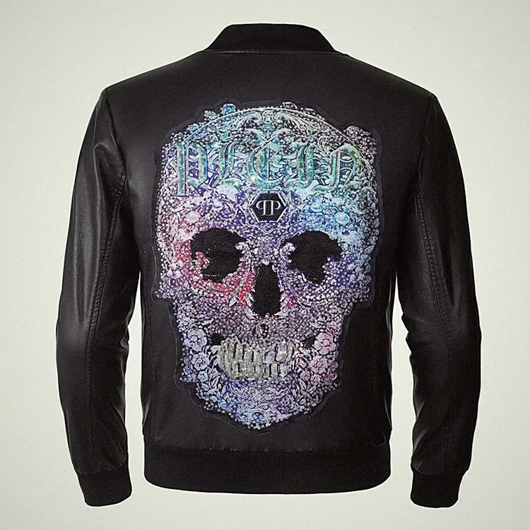 LEDERJACKE SKULL PHILIPP PLEIN JACKET PHILIP LEATHER MOTORBIKE STRASS BIKER