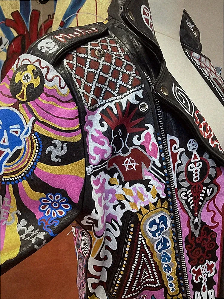 Lederjacke vintage L/XL painted - designed
