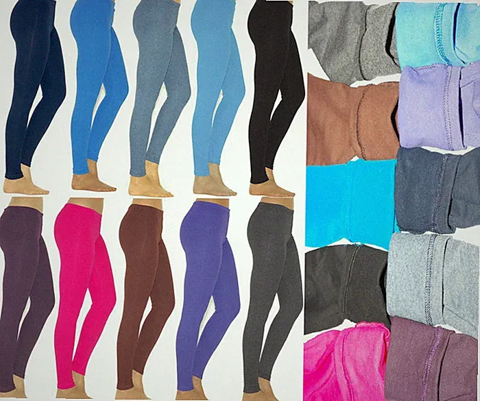 Leggings Leggins lang Thermo Baumwolle Fleece Futter warm blickdicht Röre Hose