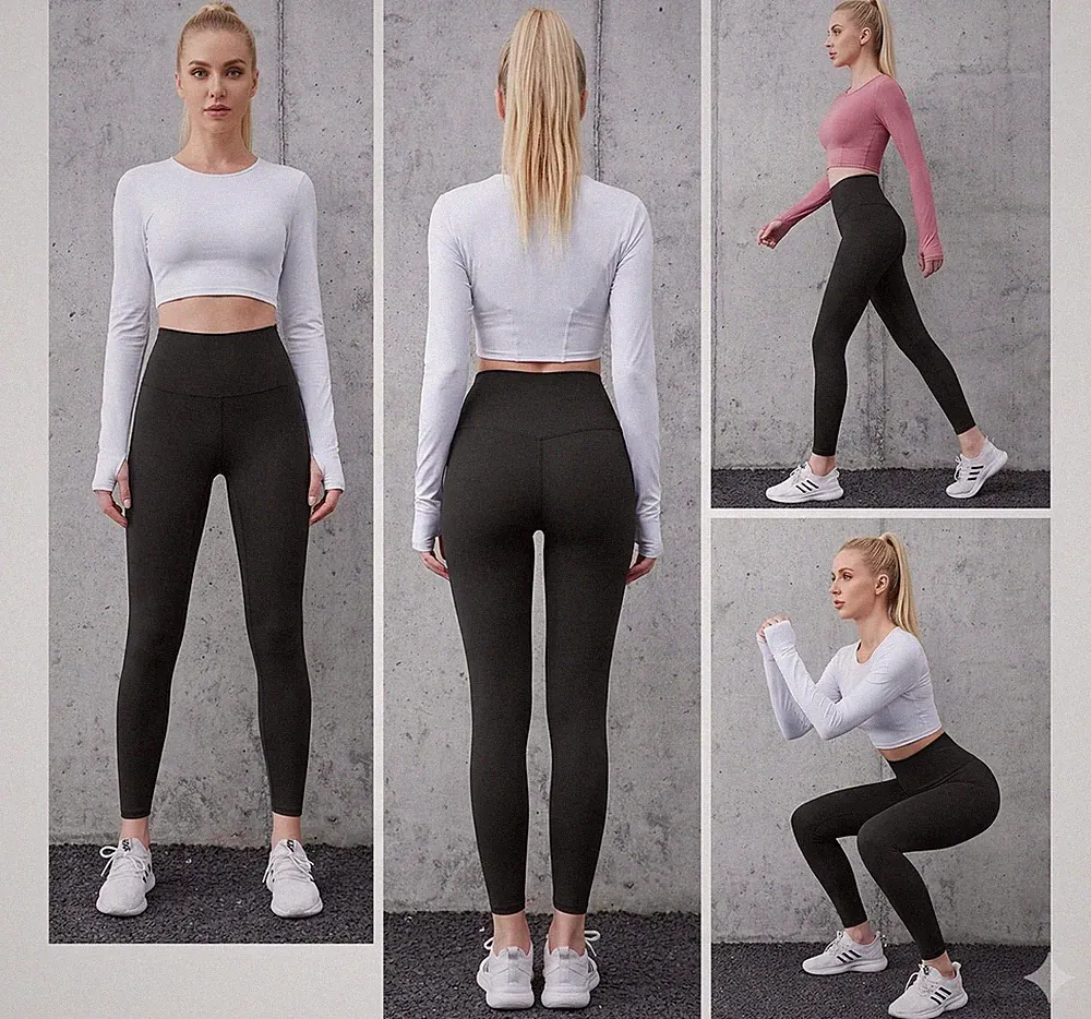 Leggings Yoga Fitness Stretch Hose + TOP Jogging Trainingshose Sporthose Damen