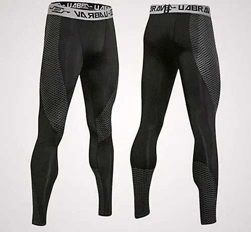 Leggins Kompressions Hose Laufhose Herren Tights Fitness lang schwarz M L XL XXL