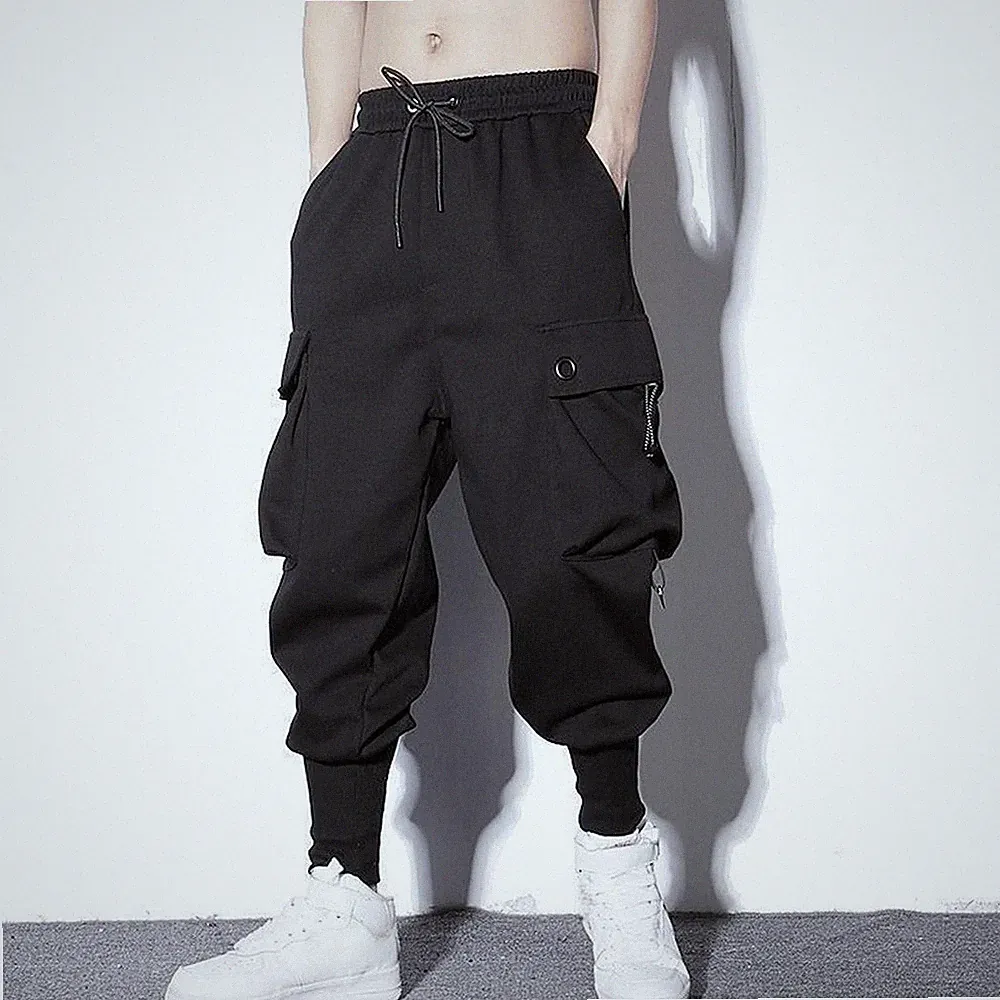 Leichte Herren Jogginghose Cargotaschen für Harem Fit Loose Jogger Hose