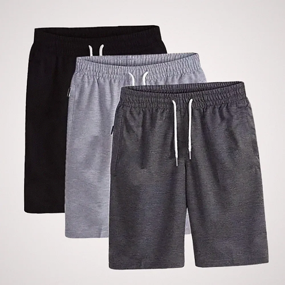 Leichte Herren Sporthose Kurz Shorts Laufhose mit Seitentaschen Reißverschluss