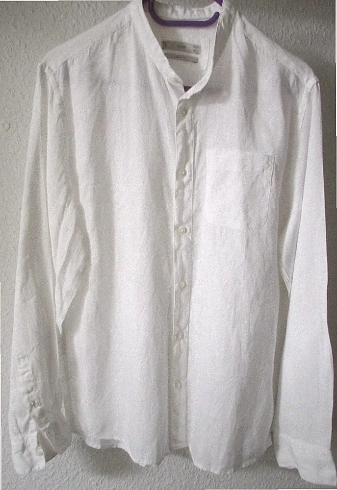 Leinenhemd v. MNG Slim fit Gr:S weiß Langarm kleiner Stehkragen neuw.