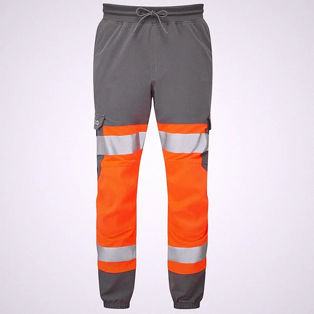 Leo Hawkridge Stretch Hi Vis Jogginghose Grau Kontrast Slim Fit Arbeitshose