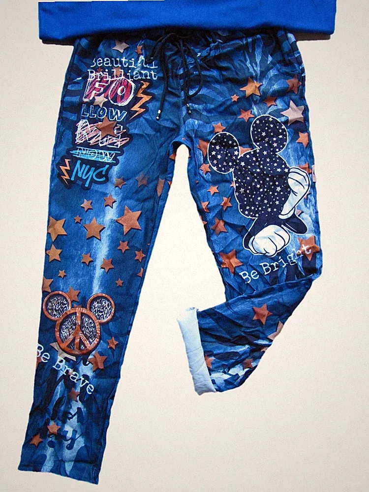 LEO Joggpant Jogpants Jogginghose Hose COMIC STERNE PEACE 36 38 40 42 blau