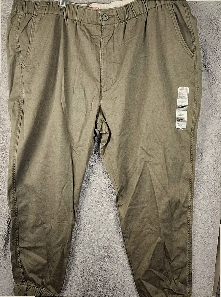 Levis Jogger Pants Mens 2XL Chino Tapered Leg Stretch Casual Khaki Tan