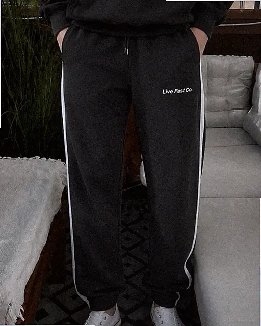 Live Fast Co. Jogginghose Trainingshose Schwarz Weiß Gr. S Trackpants