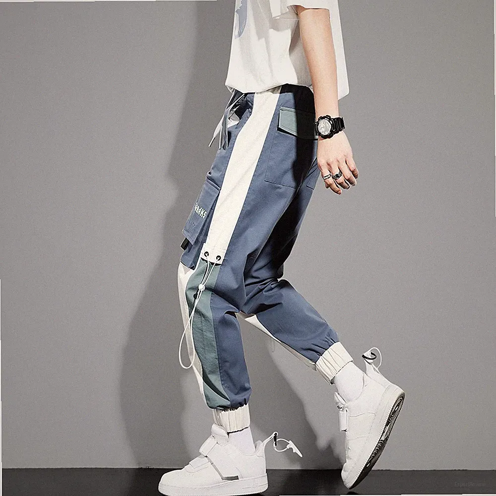 Lockere Cargohose mit Kordelzug Street Jogginghose Freizeithose für Herren M bi