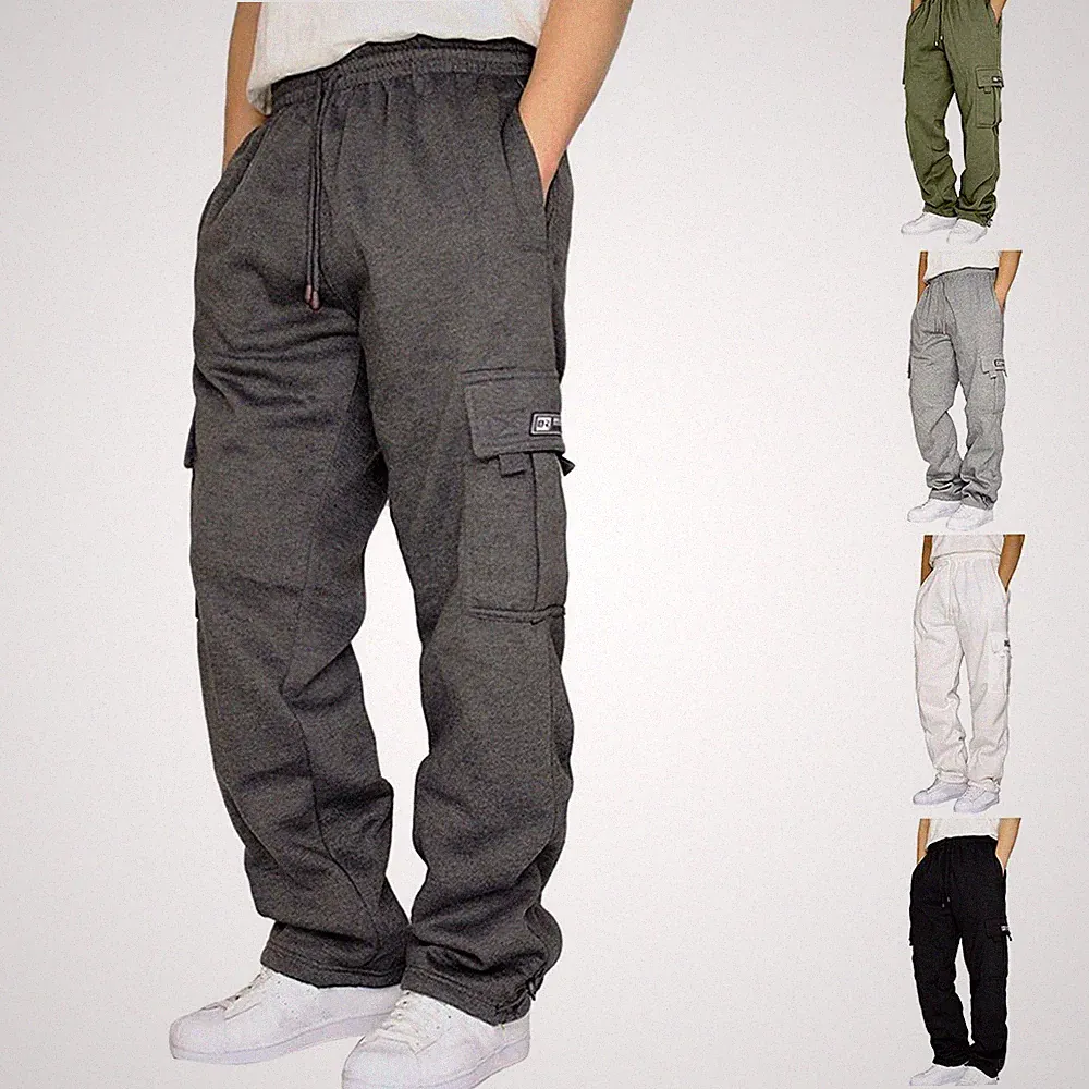Lockere Herren Sport Cargo Hose mit Kordelzug Freizeit Jogginghose Hose