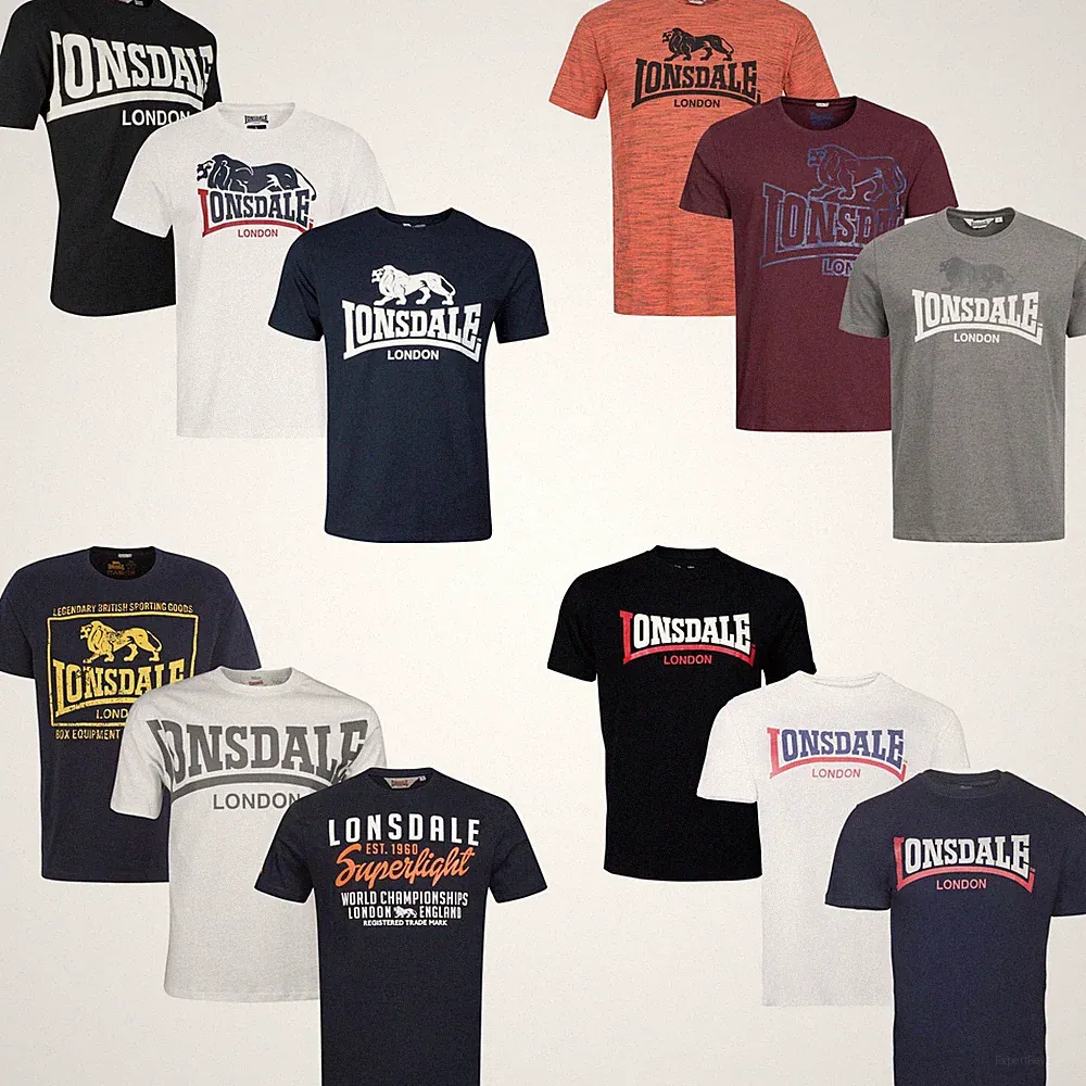 Lonsdale 3er Pack Herren T-Shirt Baumwolle Kurzarm Print Regular Fit Mehrpack