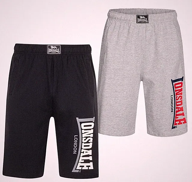 Lonsdale Classic Logo Jam Shorts Jogging Sweat Pants Black Grey Hose Regular-Fit
