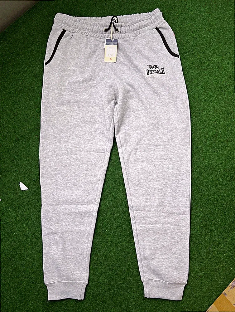 Lonsdale Herren Jogginghose XL Grau/Schwarz mit Zugband & Taschen