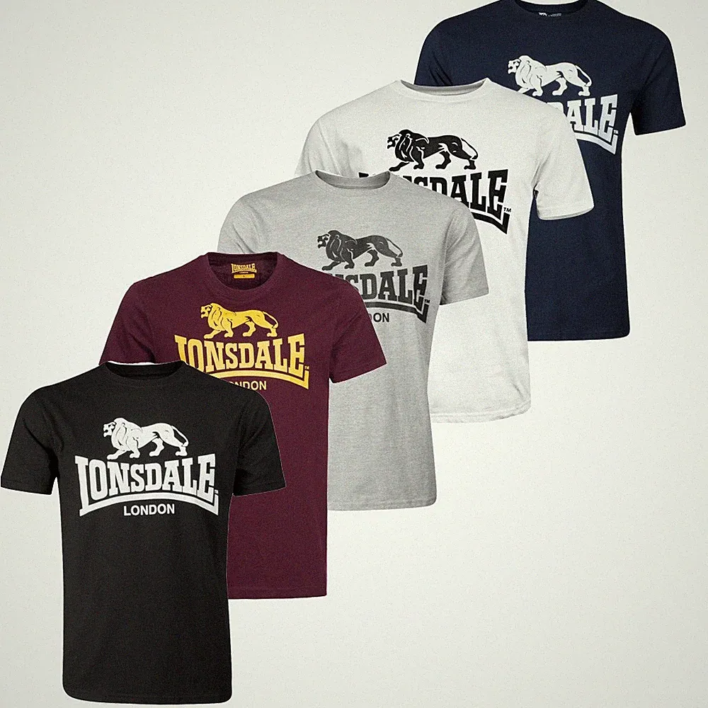 Lonsdale London Herren Regular Fit T-Shirt Logo Gr S-5XL Rundhals Freizeit Sport