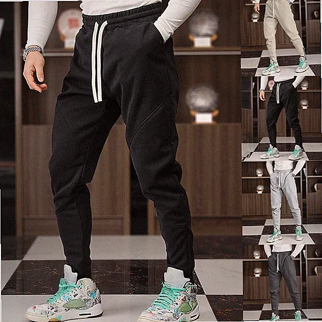 Loose Fit Fleece gefütterte Jogginghose für Herren Seitenreißverschluss Freiz
