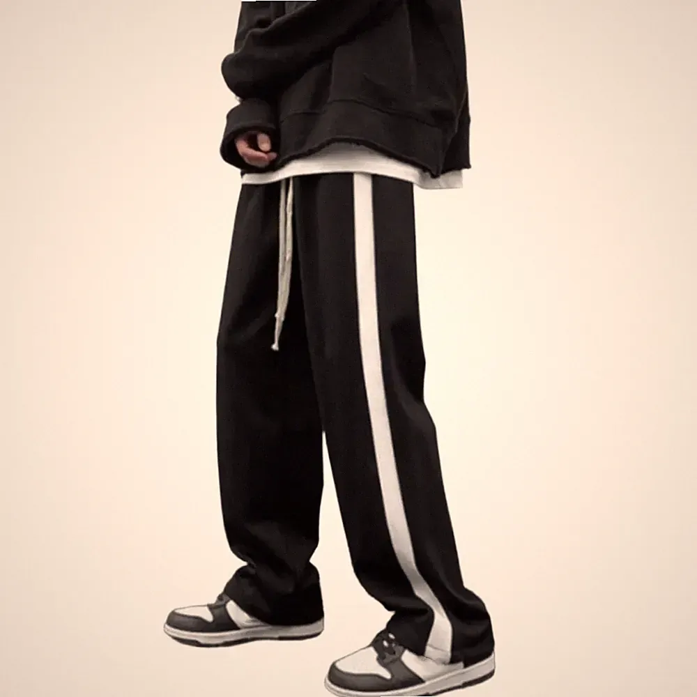 Loose Fit Herren Gestreifte Jogginghose Gerade Freizeithose Streetwear Wear