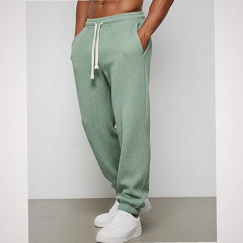 Loose Fit Herren Hose Polyester Jogginghose Einfarbig Laufstil