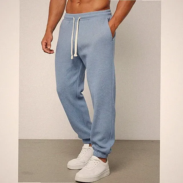 Loose Fit Herren Jogginghose Einfarbig Polyestergewebe Gummibund