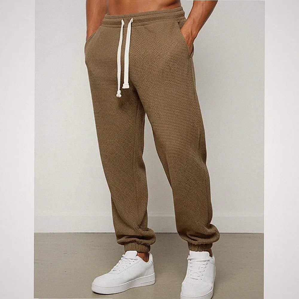 Loose Fit Herren Jogginghose Einfarbig Polyestergewebe Gummibund