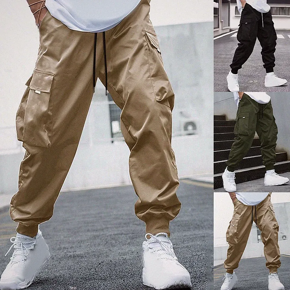 Loose Fit Herren solide Jogginghose Haremsschnitt Cargohose für mehrere