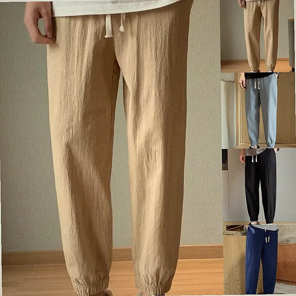 Loose Fit Knöchellange Herren Jogginghose Einfarbig Sporthose Polyester