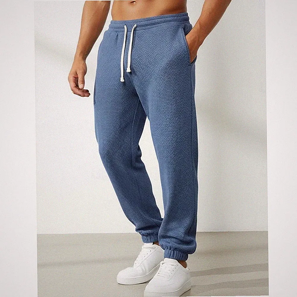 Loose Fit Tapered Jogginghose für Herren Gummibund Einfarbig Hose