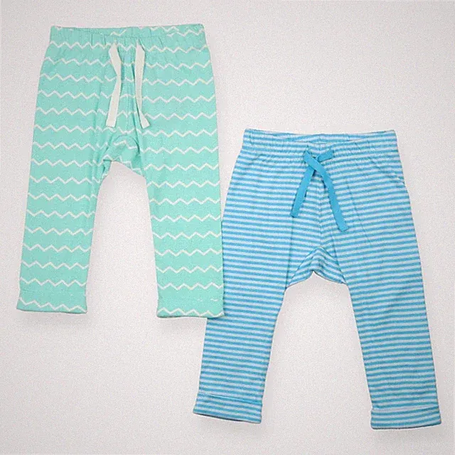 Lucy and Sam Baby Jogginghose 2er Pack Bio Baumwolle blau gestreift Welle, 6-9 Monate