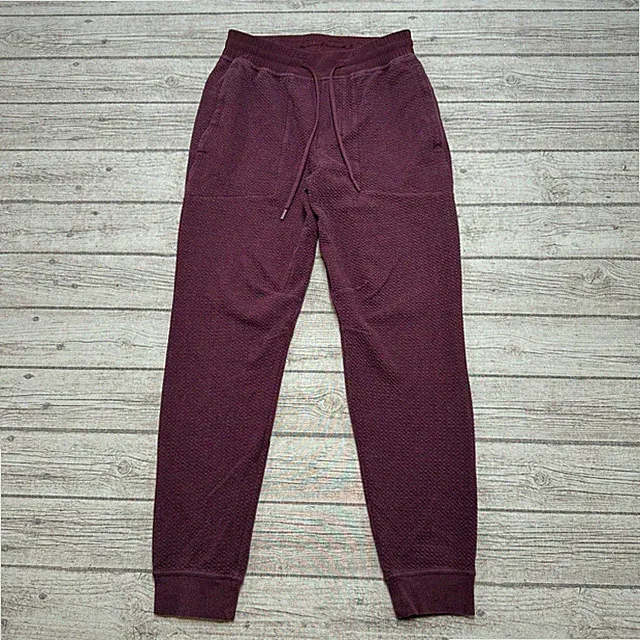 Lululemon At Ease Joggers Men's 28 Maroon Textured Honeycomb Activewear Athletic