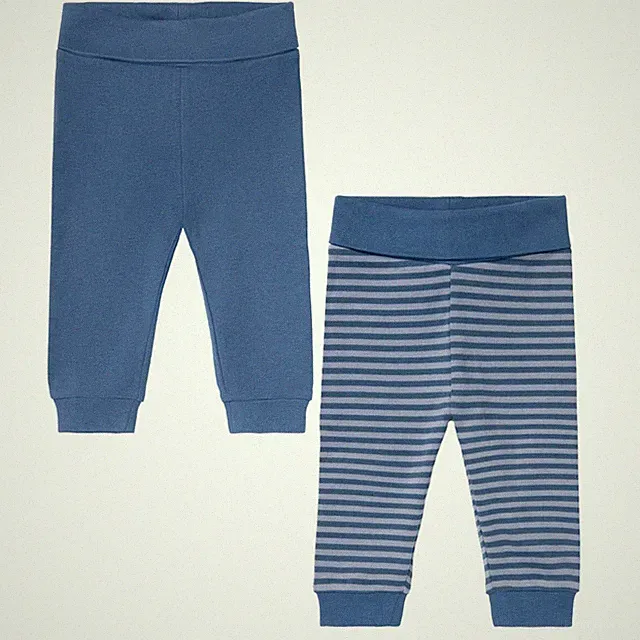 Lupilu Baby Jungen Jogginghosen Doppelpack Hose Blau Gestreift - Gr. 62/68