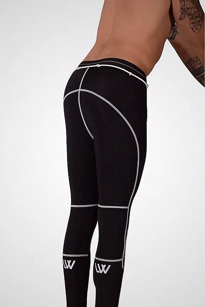LVW AMSTERDAM Gold Legging Smooth Zippered Sports Leggings Black 18
