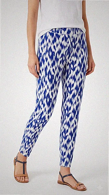 M&S Jogginghose Haremshose UK 22 kurz Jersey Tapered blau weiß Neu mit Etikett
