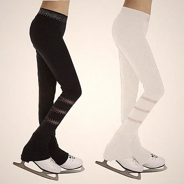 Mädchen Eislaufhose Glitzer Eiskunstlauf Leggings Mit Strass Tanz Hose Turnhose
