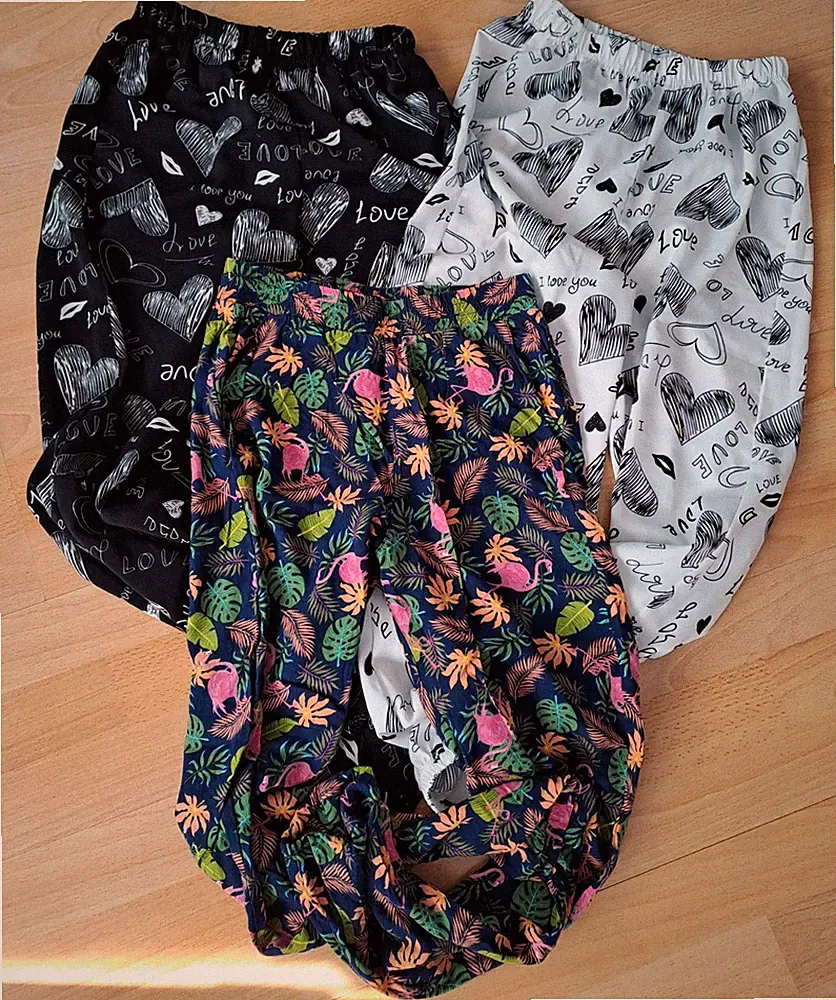 Mädchen Jogginghosen 3er Set Gr. 146 mehrfarbig Herz-Muster elastischer Bund