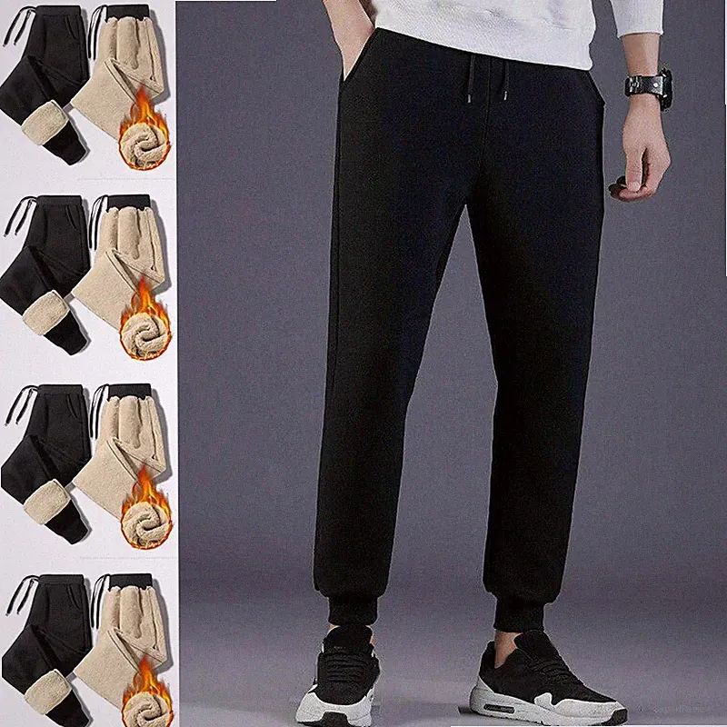 Männer Freizeithose Einfarbige Jogginghose Winter Warm Fleecefutter Sporthose