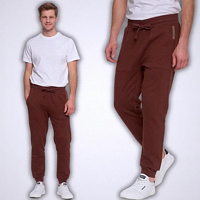Männer Jogginghosen aus Cord mit Taschen, warmes Fleece, MORAJ 3XL BRAUN