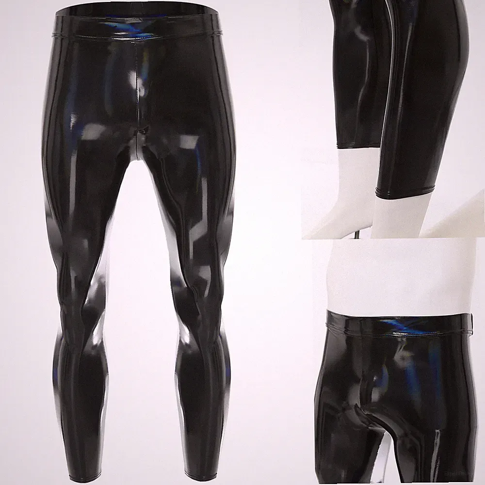 Männer Strumpfhosen Jogginghosen Hosen Rave Leggings PU-Leder Unterseite Party