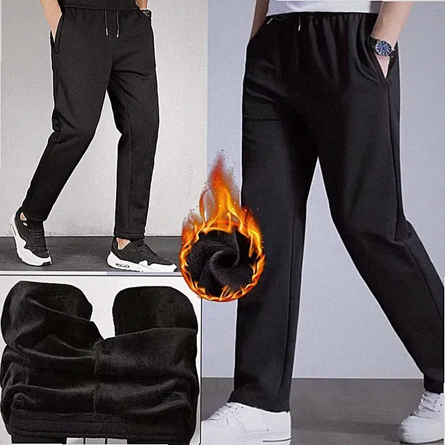 Männer Winter Fleece Gefütterte Trainingshose Thermal Dicken Jogger Jogginghose