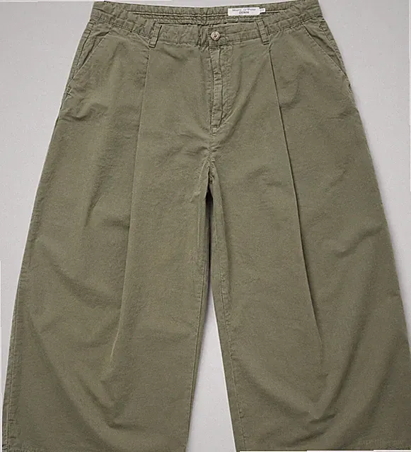 Marc O'Polo Denim Herren Chino W34 L32 Khaki Oliv Bundfalten Wide Fit