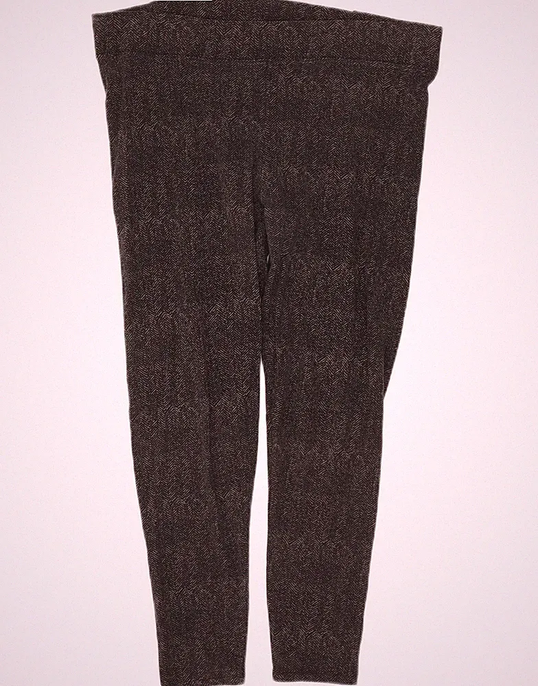 Marks & Spencer Damen kurze Leggings UK 16 Large grau Fischgrätmuster Baumwolle BI07