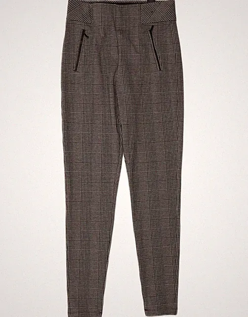 Marks & Spencer Damen Leggings UK 10 Small Grau Hahnentritt Polyester CL06