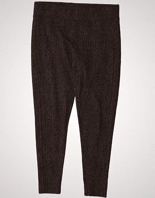 Marks & Spencer Damen Leggings UK 12 Mittelgrau Fischgrätmuster Polyester AU08